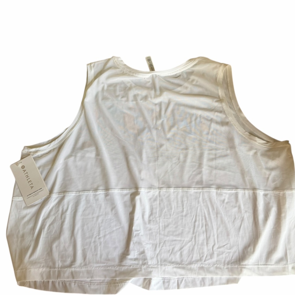 Athleta White Sleeveless Performance Ultimate Muscle Tank 3X Workout Fitness Top - Picture 8 of 9